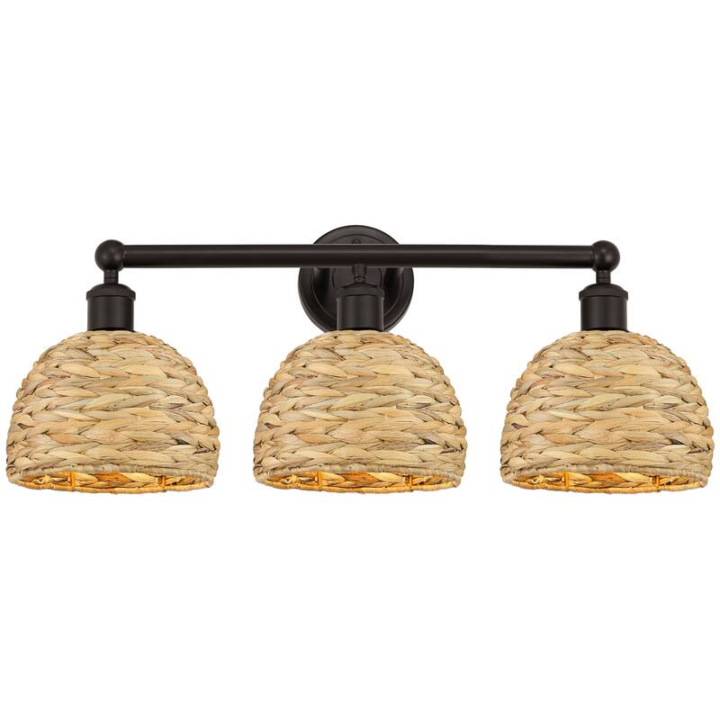 Innovations Lighting 616-3W-11-26 Woven Rattan Vanity Woven Rattan 3 - Oil Rubbed Bronze / Natural