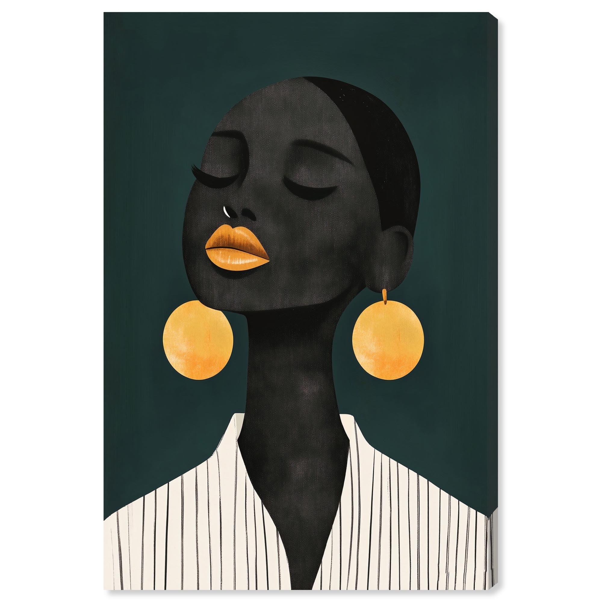 Gold Earrings II Glam Wall Decor Wrapped Canvas Print by Art Remedy