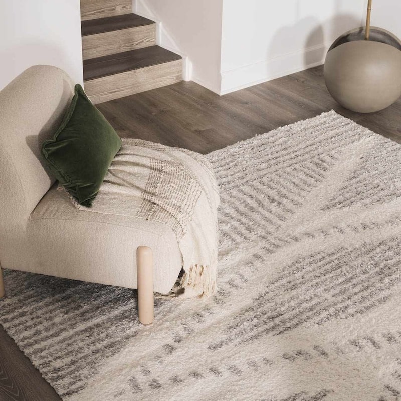 Hauteloom Lux Shag Collection Moroccan Farmhouse Shaggy High Plush Pile Area Rug