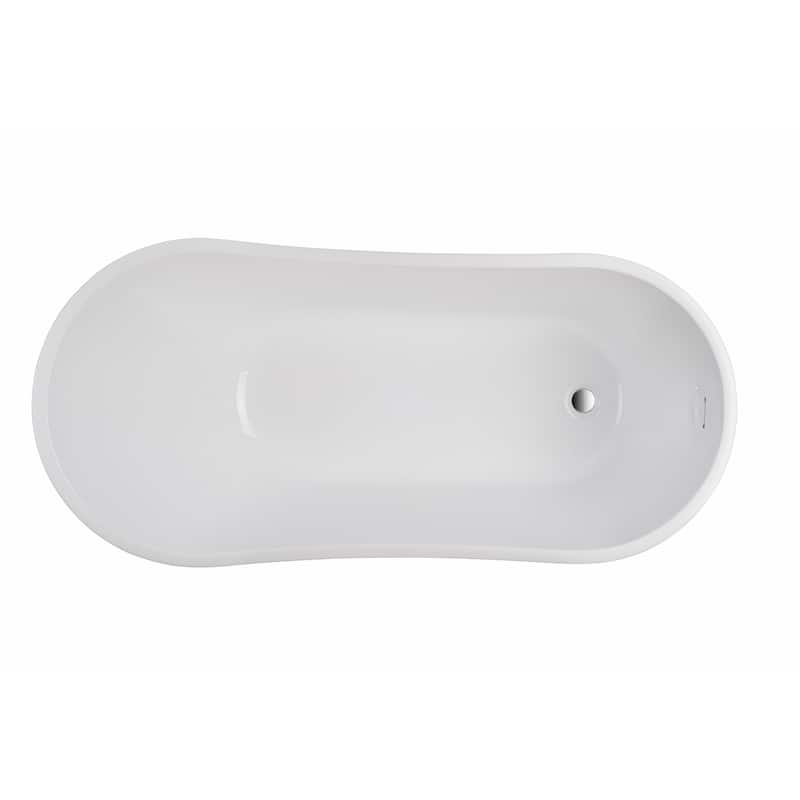 Vanity Art 59-Inch Acrylic Freestanding Soaking Bathtub with Overflow & Pop-up Drain - 59"