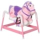 preview thumbnail 11 of 16, Qaba Spring Rocking Horse, Kids Ride on Horse, Plush Horse Ride-on with Sounds & Foot Stirrups, Saddle for Kids 3-8 Years, Pink
