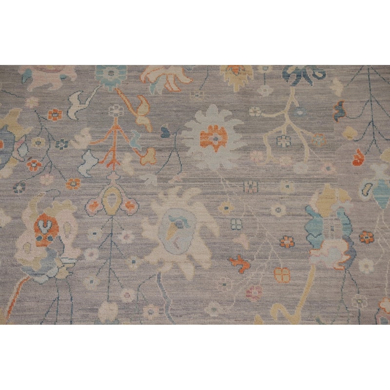 Turkish Oushak Vegetable Dye Area Rug Hand-knotted Wool Carpet - 9'3"x 11'10"