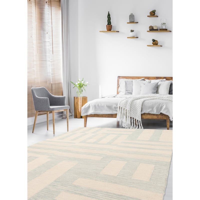 ECARPETGALLERY Hand Tufted Timeless Blue Wool Rug - 5'1 x 7'11