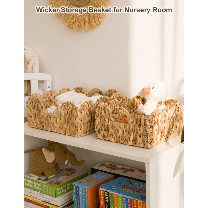 StorageWorks 2-pack Scalloped Edge Wicker Storage Baskets with Built-in Handles