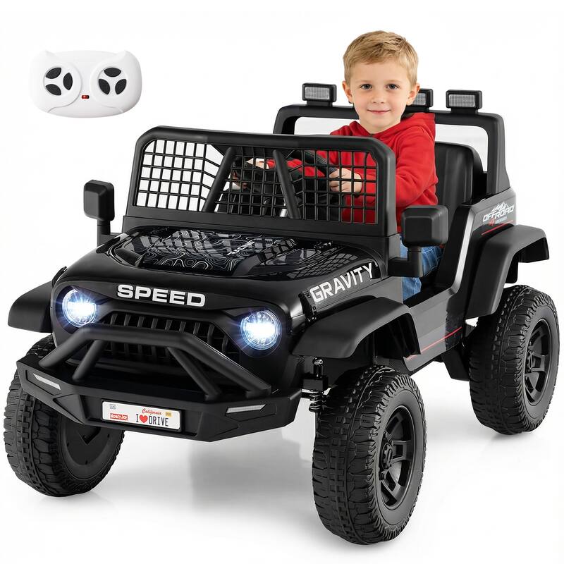 Gymax 24V Ride On Car for Kids Battery Powered Electric Vehicle w/ - Black