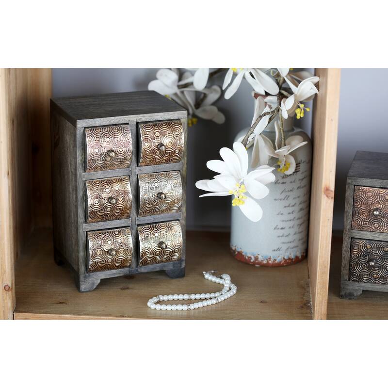 Rustic 10 x 6 Inch Rectangular 6-Drawer Jewelry Chest by Studio 350