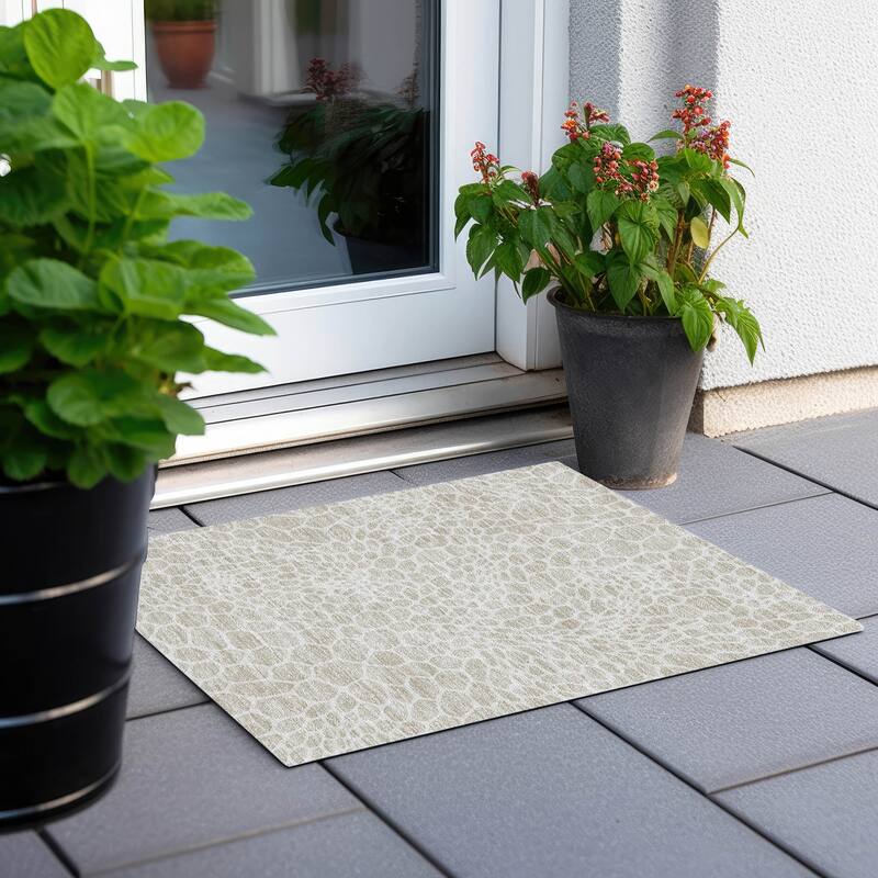 Machine Washable Indoor/ Outdoor Chantille Animal Print Rug - Beige - 1'8" x 2'6"