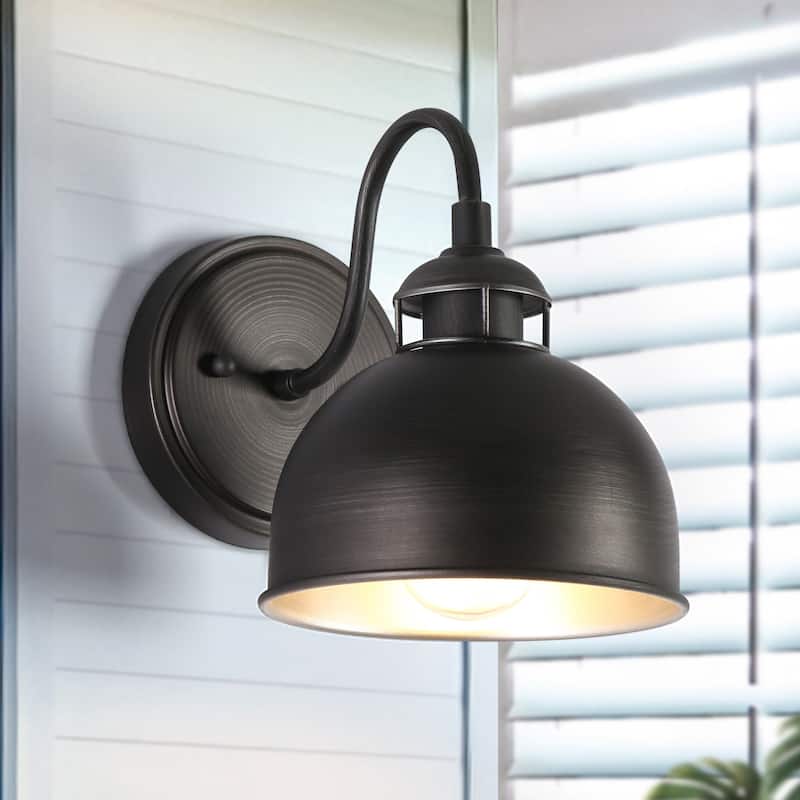 Modern Farmhouse 1-Light Dome Wall Sconce Brushed Silver Bathroom Vanity Light - D6.6"xH8.2"