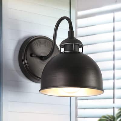 Modern Farmhouse 1-Light Dome Wall Sconce Brushed Silver Bathroom Vanity Light - D6.6"xH8.2"