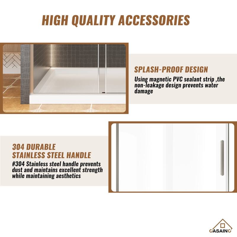60.6 in. W x 76 in. H Framed Shower Door with Tempered Glass