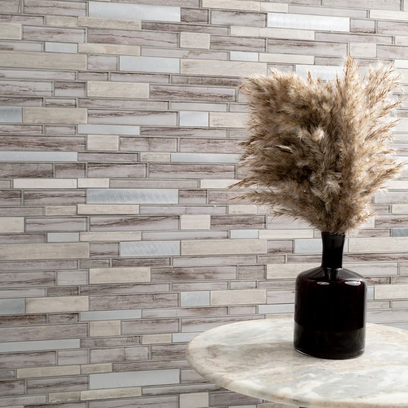 Ackland AKM-SGM-12X12ILX-CA 12" x 12" Glass and Metal and Stone Linear