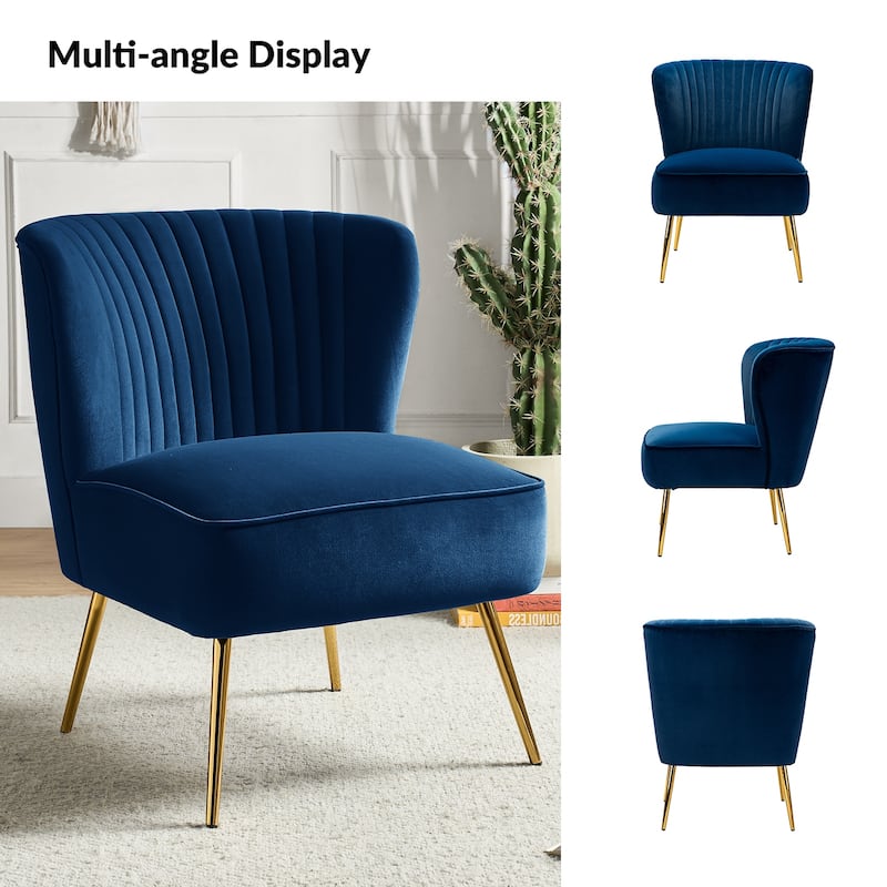 Monica 22''W Upholstered Modern Tufted Accent Side Chair with Gold Legs by HULALA HOME