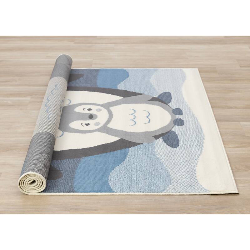 Mama Baby Penguin Kids Area Rug, 3'11" x 5'7"