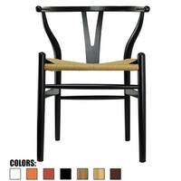 2xhome Modern Wood Dining Chair With Open Back Arm Armchair Hemp Seat For Home Restaurant Office