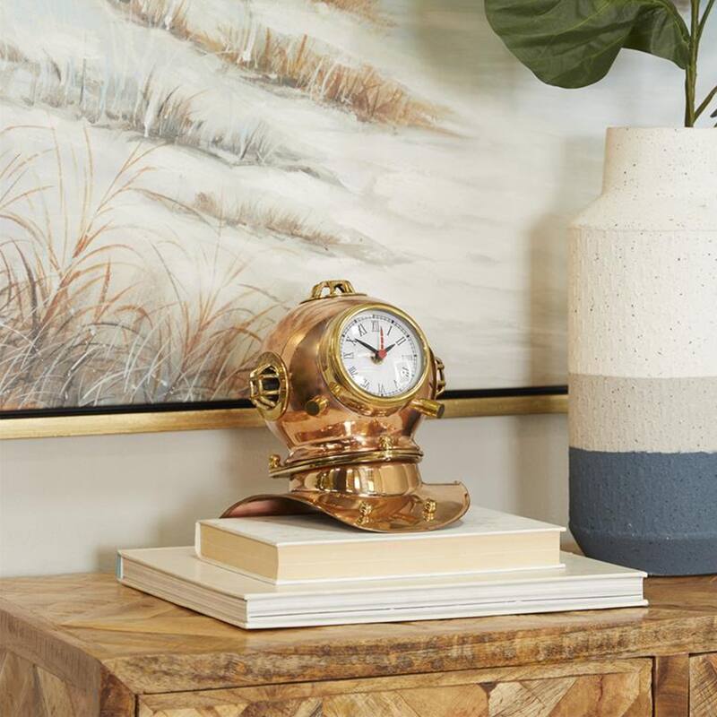 US Navy Mark V 8-inch Diving Helmet Coastal Decor Table Clock