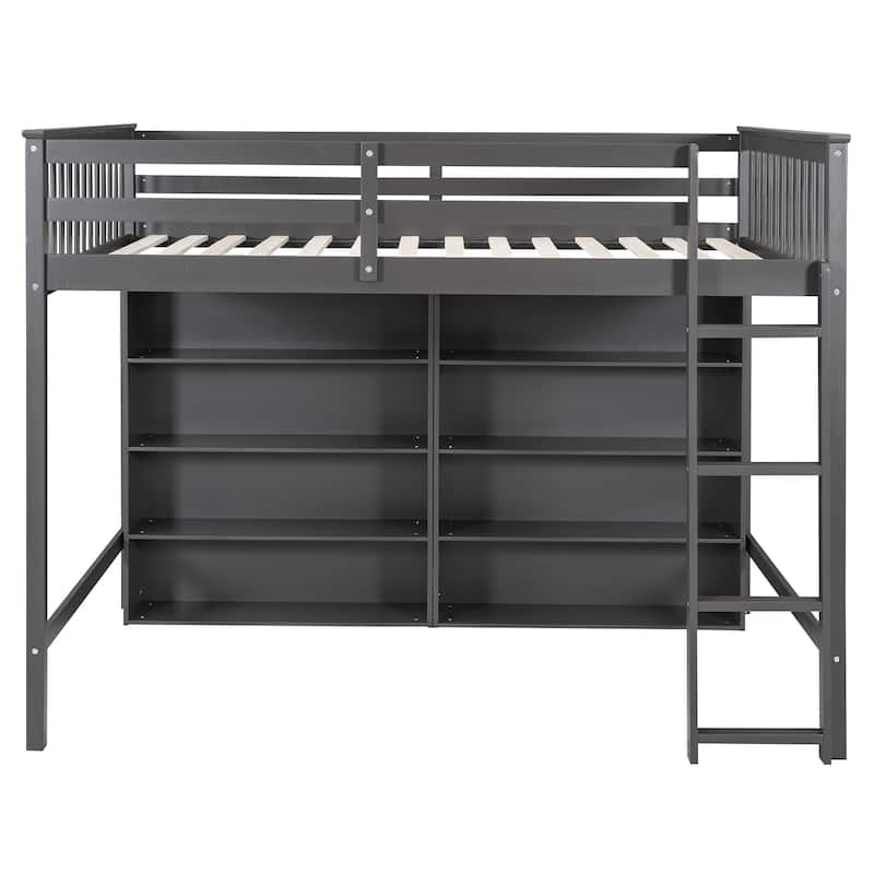 Full Loft Bed with Storage Shelves