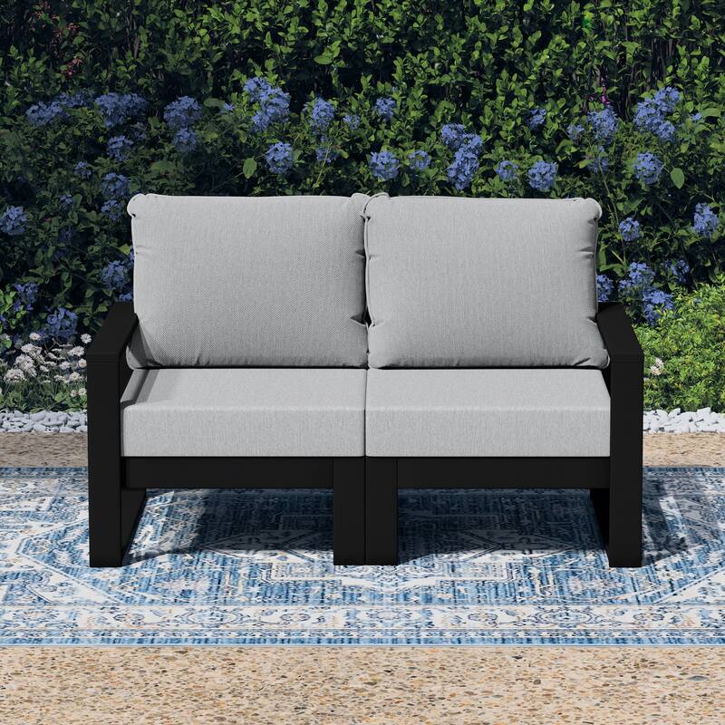 Endless Outdoor Patio Love Seat with Black Frame