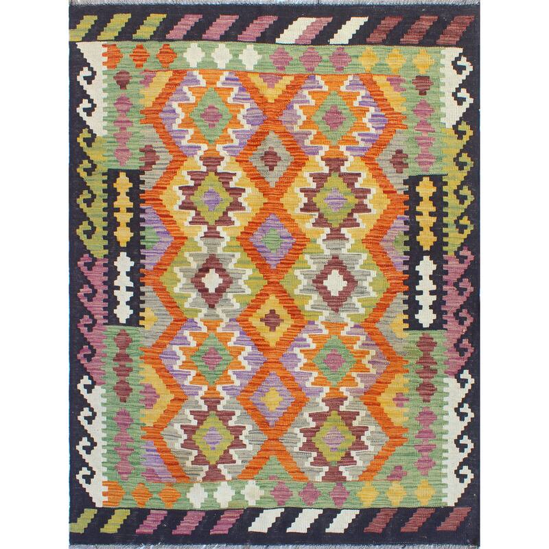 Flatweave Wardell Rust/Black Rug - 4'1" x 5'7"