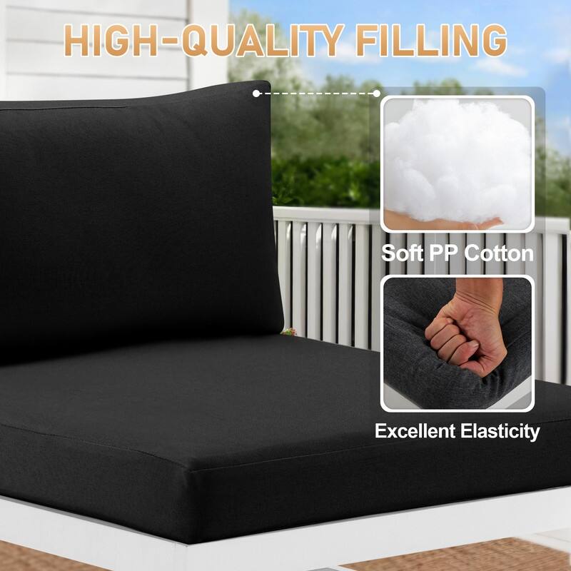 FINCATI Outdoor Furniture Aluminum Patio Set White Aluminum Outdoor Sofa with Thick Cushions and 29 Inch Deep Seat