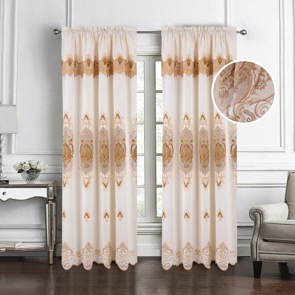 Betsy Macrame Embroidered Window Curtain Panel - Bed Bath & Beyond
