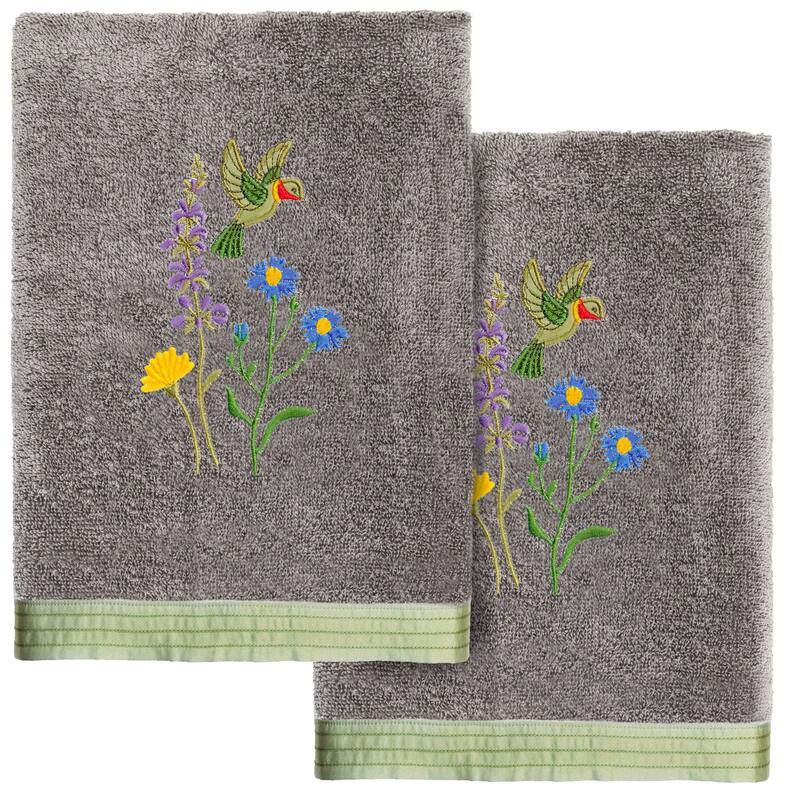 Authentic Hotel and Spa Turkish Cotton Hada 2 PC Hand Towel Set - Charcoal
