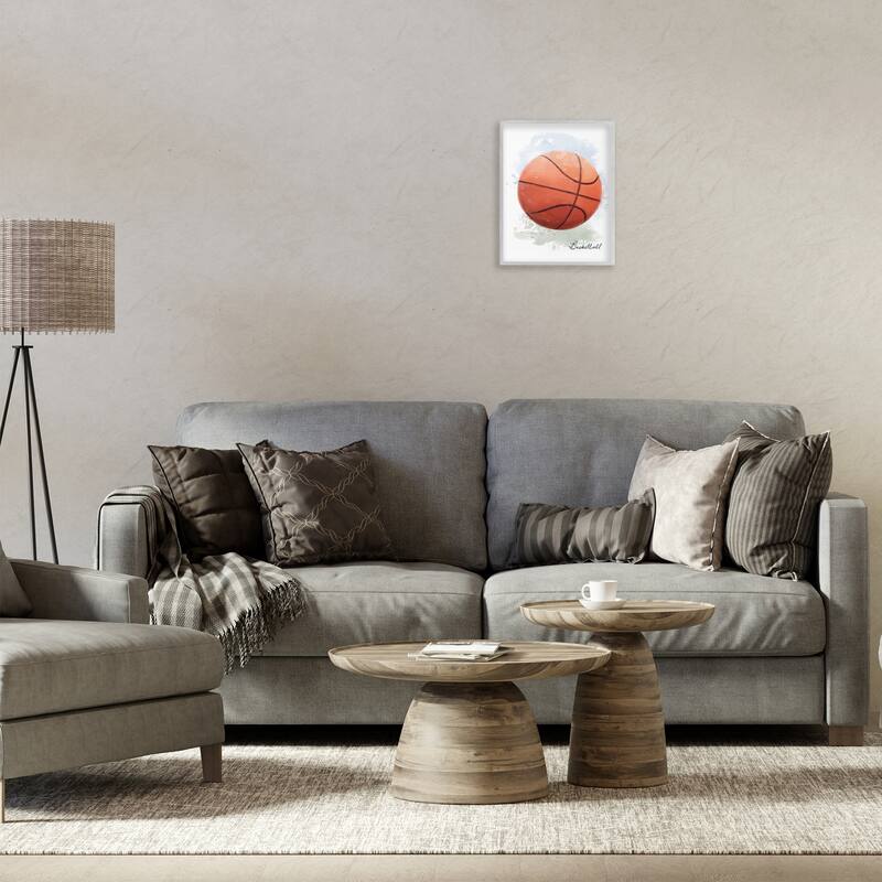 Stupell Soft Pastel Basketball Framed Giclee Art Design By Matthew Piotrowicz