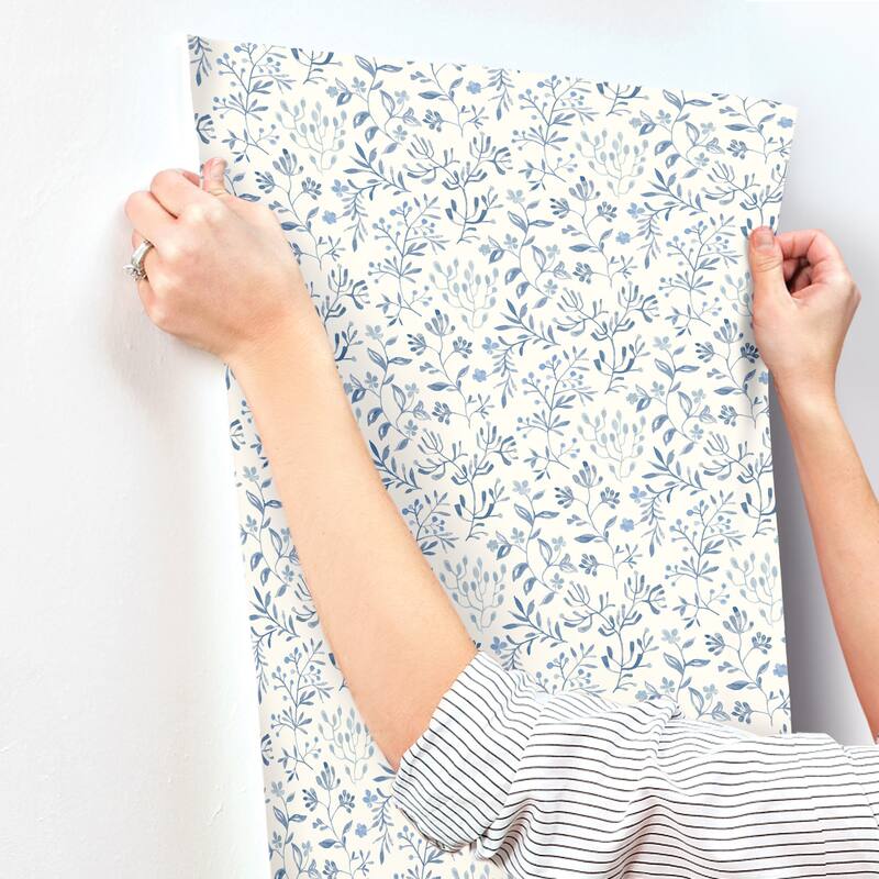 Chesapeake Tarragon Blue Dainty Meadow Wallpaper