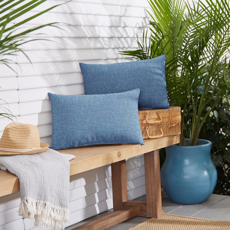 Blue Indoor/ Outdoor Pillow Set (Set of 2) - 14 in x 24 in