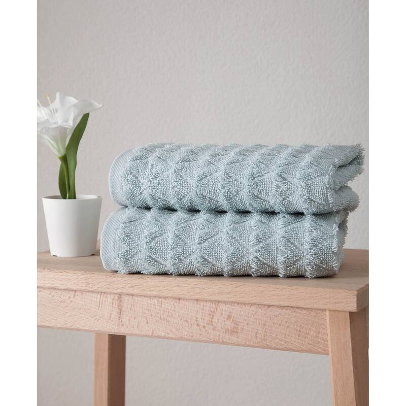 Ozan Premium Home Azure Collection 100% Turkish Cotton 2-Pc. Hand Towels - Blue
