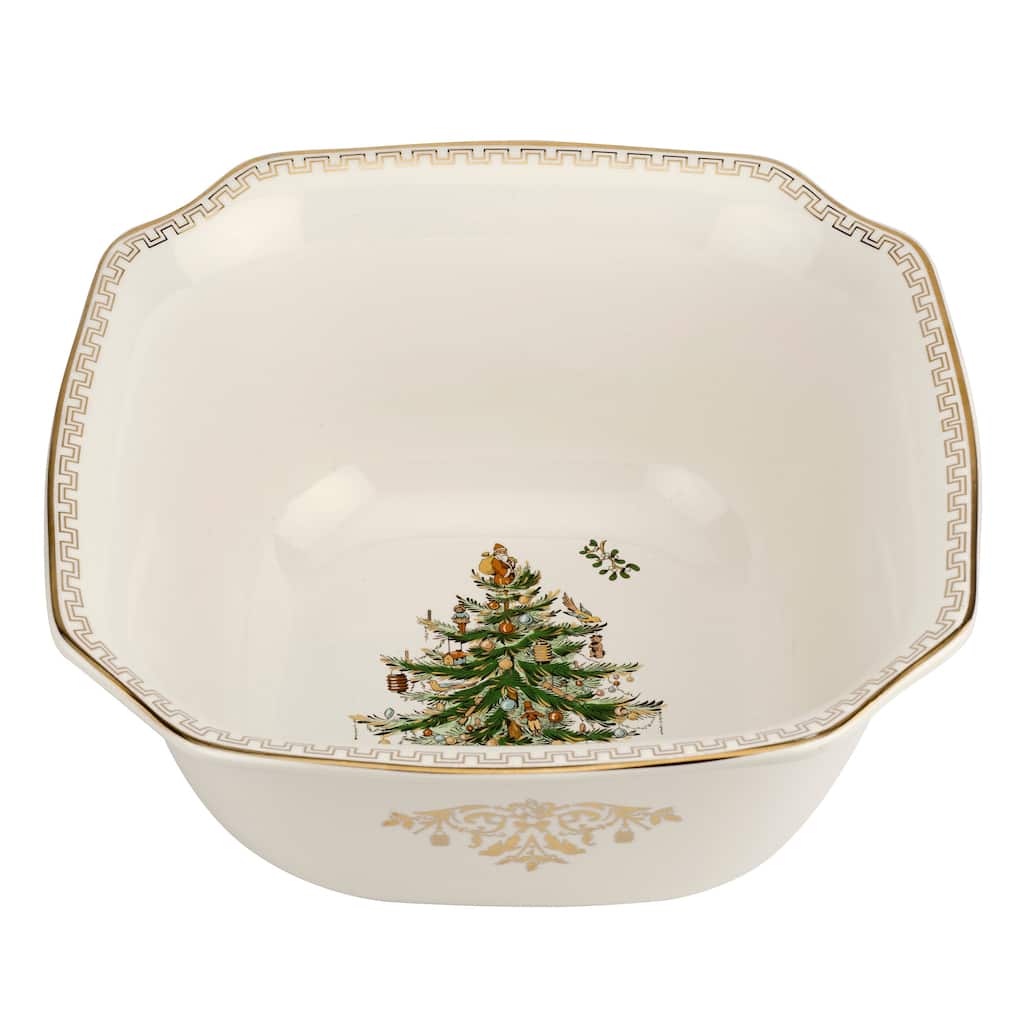 Spode Christmas Tree Gold 10 Inch Square Bowl - 10-Inch