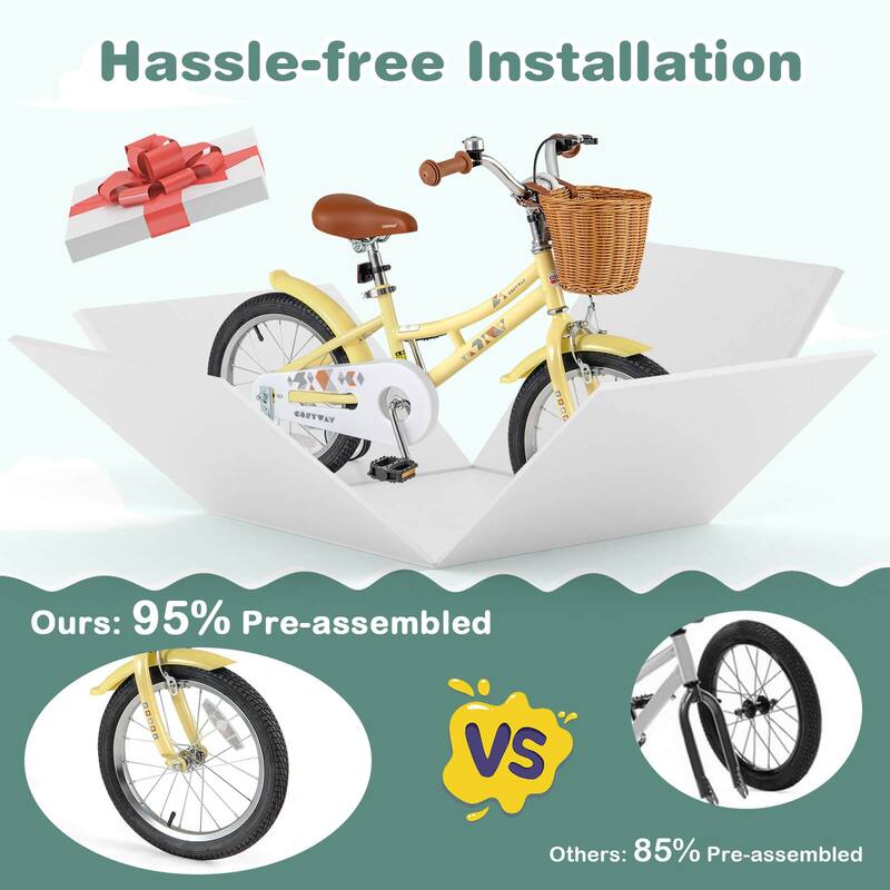 Costway 12"/14"/16"/18" Kids Bike with Height Adjustable Handlebar - See Details