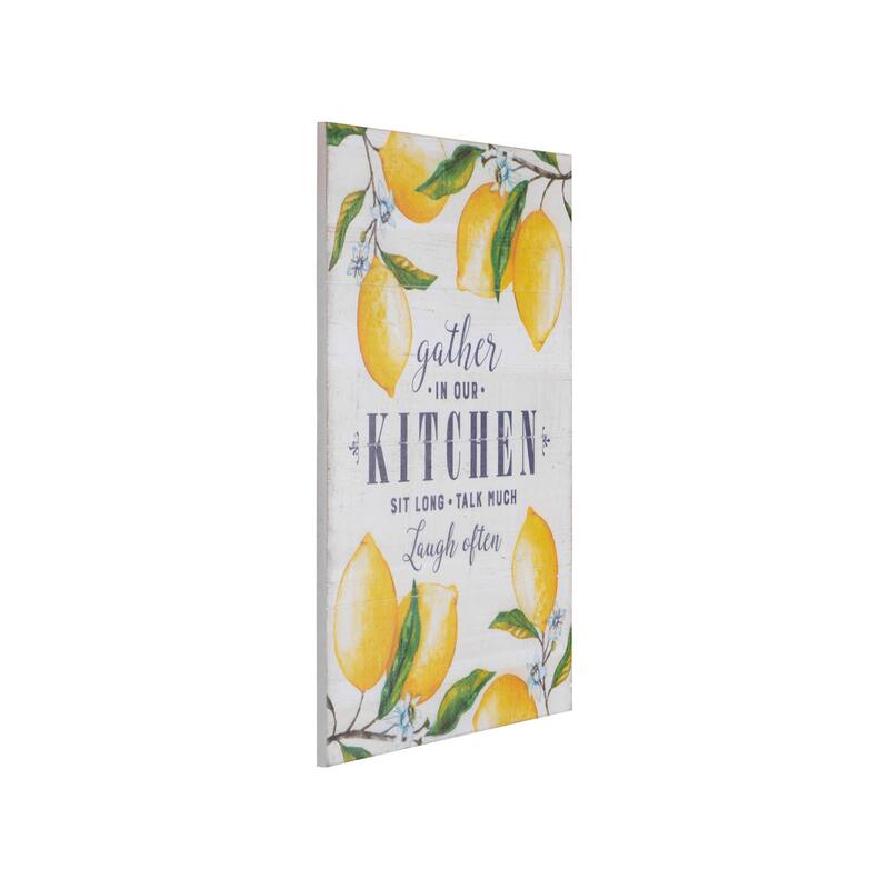 "Gather in Our Kitchen" Wood Wall Decor with Lemons - 28" x 22"