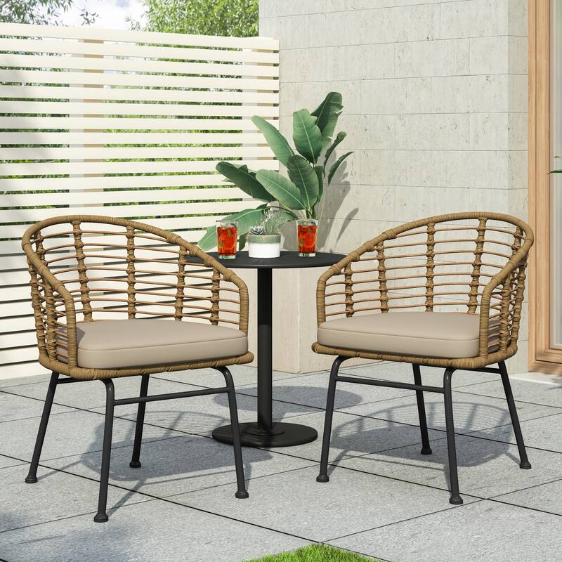 2-Piece Outdoor Club Chairs w/ Lightweight Rust-Resistant Aluminum Frame, Water-Resistant Cushions for Patio or Garden