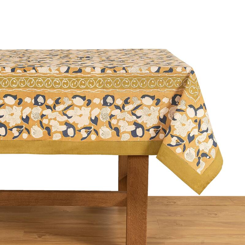 Couleur Nature Forest Harvest Tablecloth - Mustard/Blue - 71" x 128"