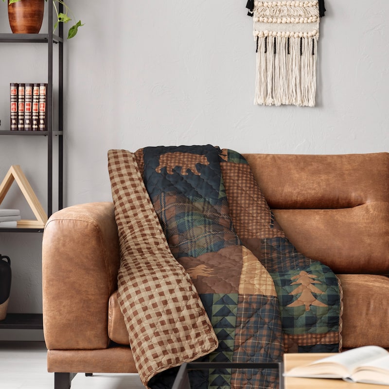 Donna Sharp Brown Bear Cabin Microfiber Throw Blanket