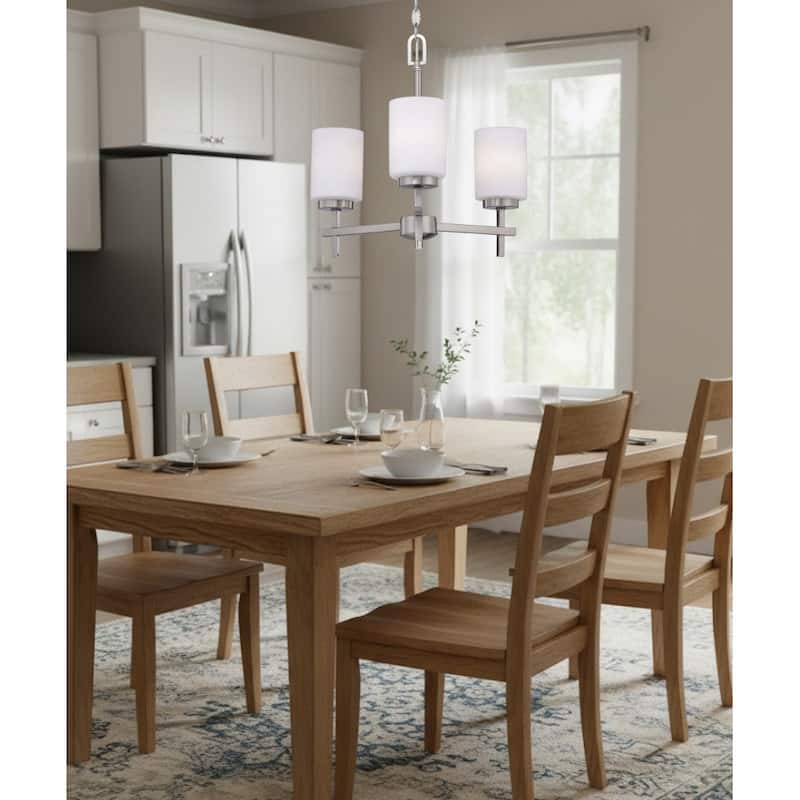 18"w 3-Light LED Chandelier Light Brushed Nickel Finish with Frosted Opal Glass Shades