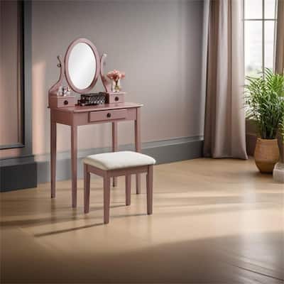 Makeup Vanity Table and Stool Set