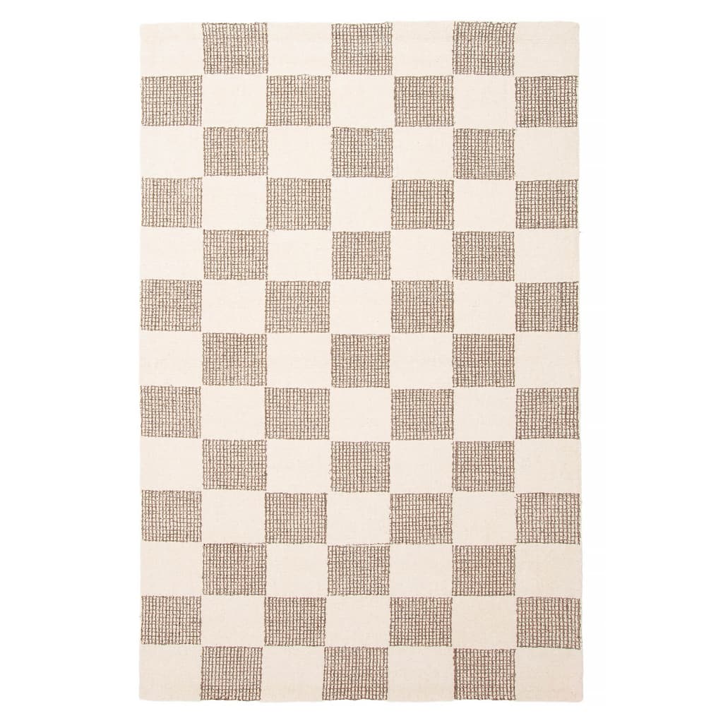 ECARPETGALLERY Hand Tufted Timeless Cream Wool Rug - 5'0 x 7'11