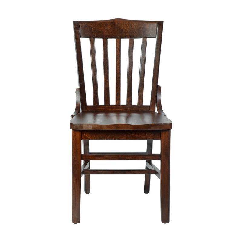 School House Back Wooden Restaurant Dining Chair - 18.5"W x 21.5"D x 35"H
