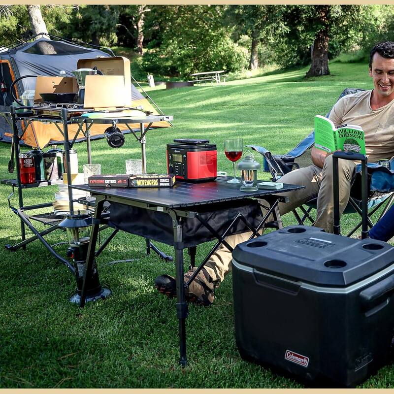 Arrowhead KKS0374U BLACK 39" Aluminum Camp Roll Up Table - 7'9" x 9'9"