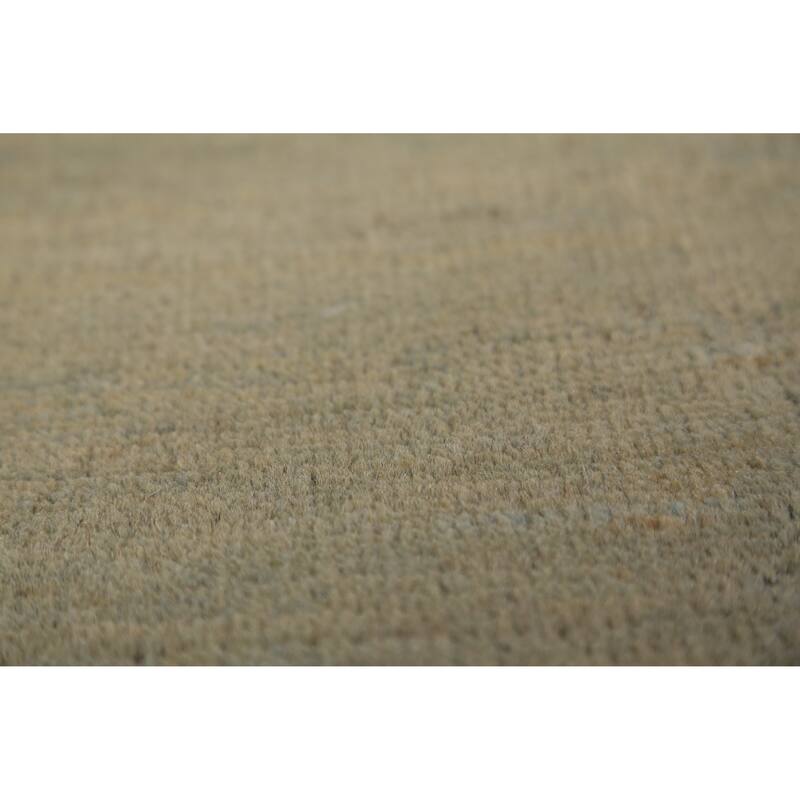 Solid Gabbeh Oriental Rug Handmade Solid Green Wool Carpet - 3'4" x 4'10"