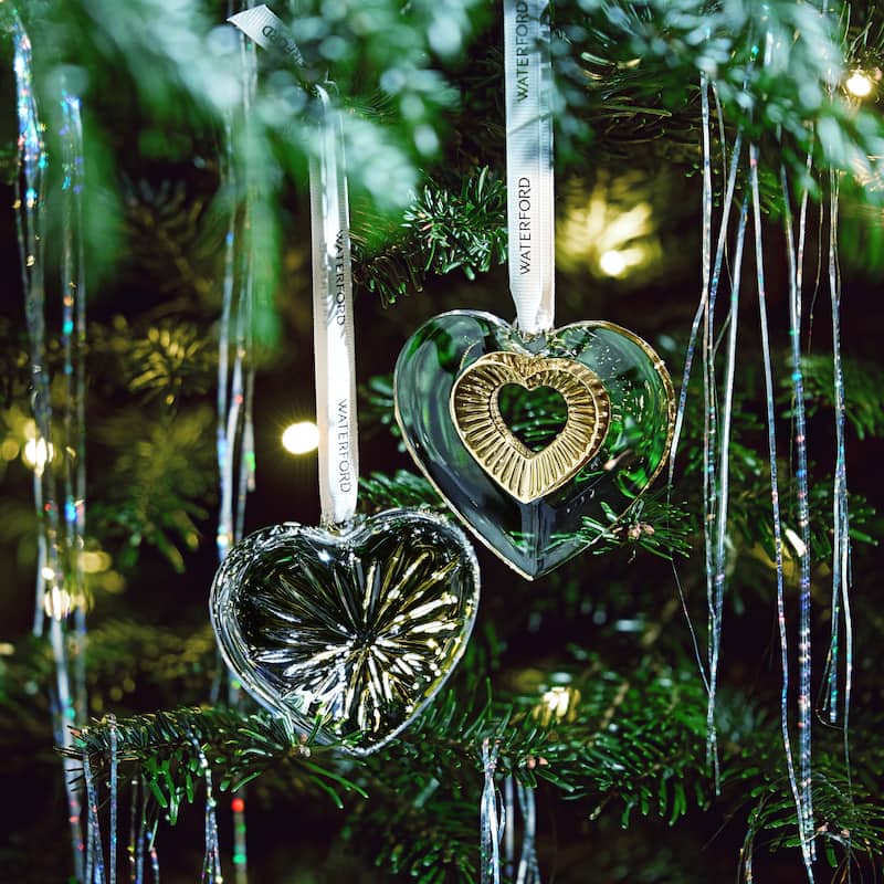 Waterford Heart Ornament with Gold