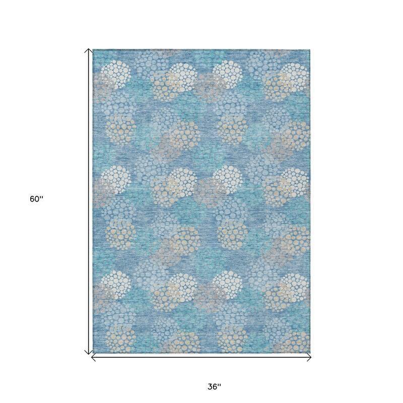 HomeRoots Polka Dot Transitional Rectangle Outdoor Rug