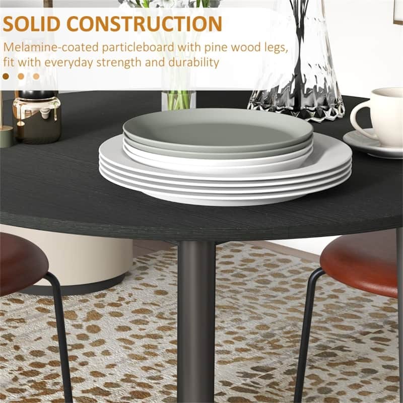 Adjustable Folding Dining Table for Four with Drop Leaf Design Pine Wood and Particleboard - 35" Dia. x 28.9" H