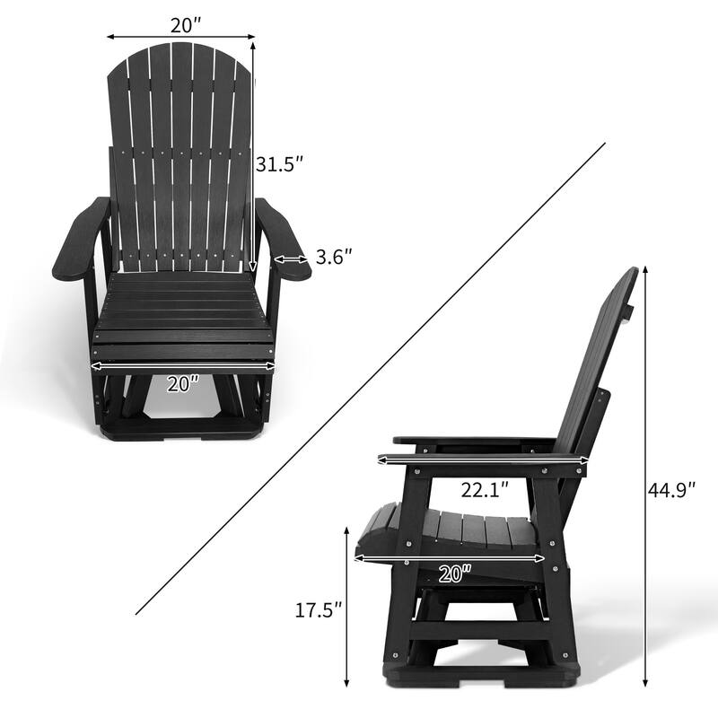 Fortune Candy HIPS Swivel Patio Glider, Poly Lumber Weather Resistant Outdoor Chair, for Patio, Porch, Yard