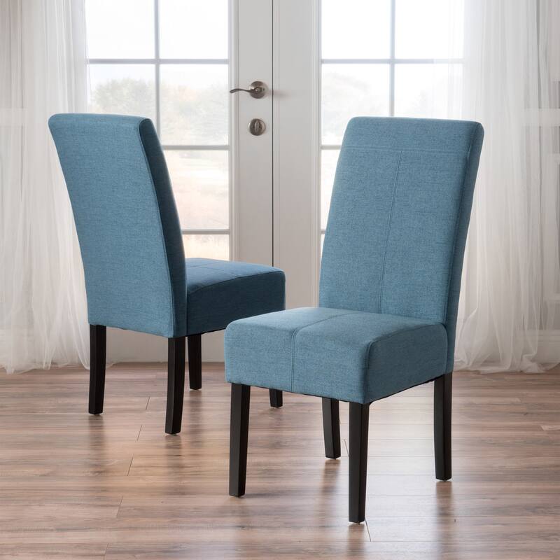 Upholstered Dining Chairs Set of 2, T Stitch Design Armless Modern Style - Blue