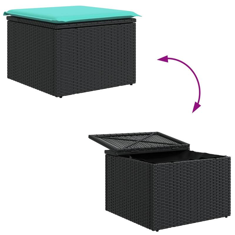 vidaXL 4 Garden Sofa Set with Cushions Black Poly Rattan - 68.9 x 46.1 x 27.2