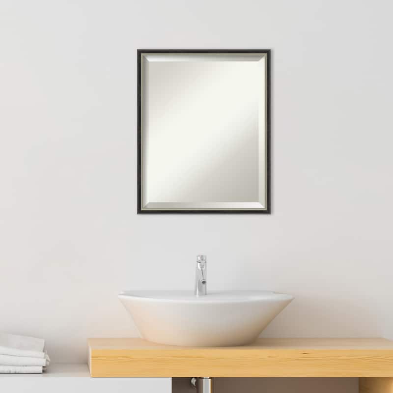 Theo Narrow Beveled Wood Framed Bathroom Vanity Wall Mirror