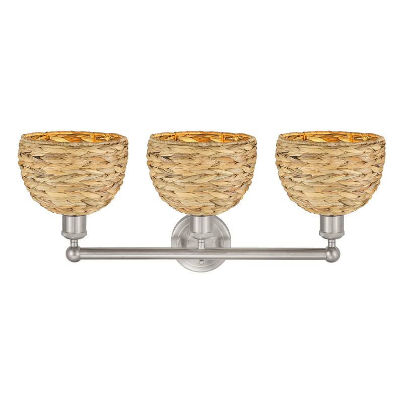 Innovations Lighting Endless Possibilities Edison - Woven Rattan - 3 Light 26" Bath Vanity Light