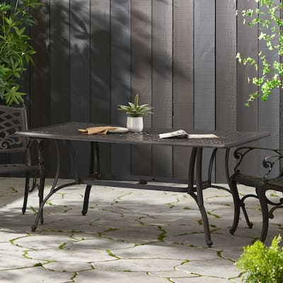 Alfresco Cast Aluminum Patio Dining Table by Christopher Knight Home - 67.50 L x 37.50 W x 29 H